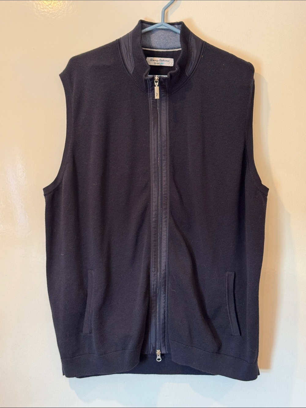 Tommy Bahama Navy Blue Zip-Front Knit Vest